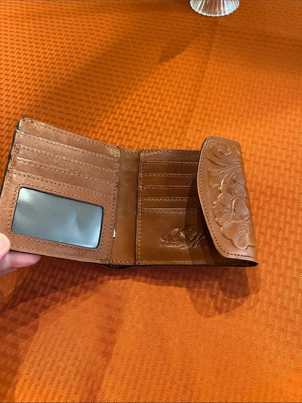 Patricia Nash Tooled Floral Leather Wallet - Cognac Brown
